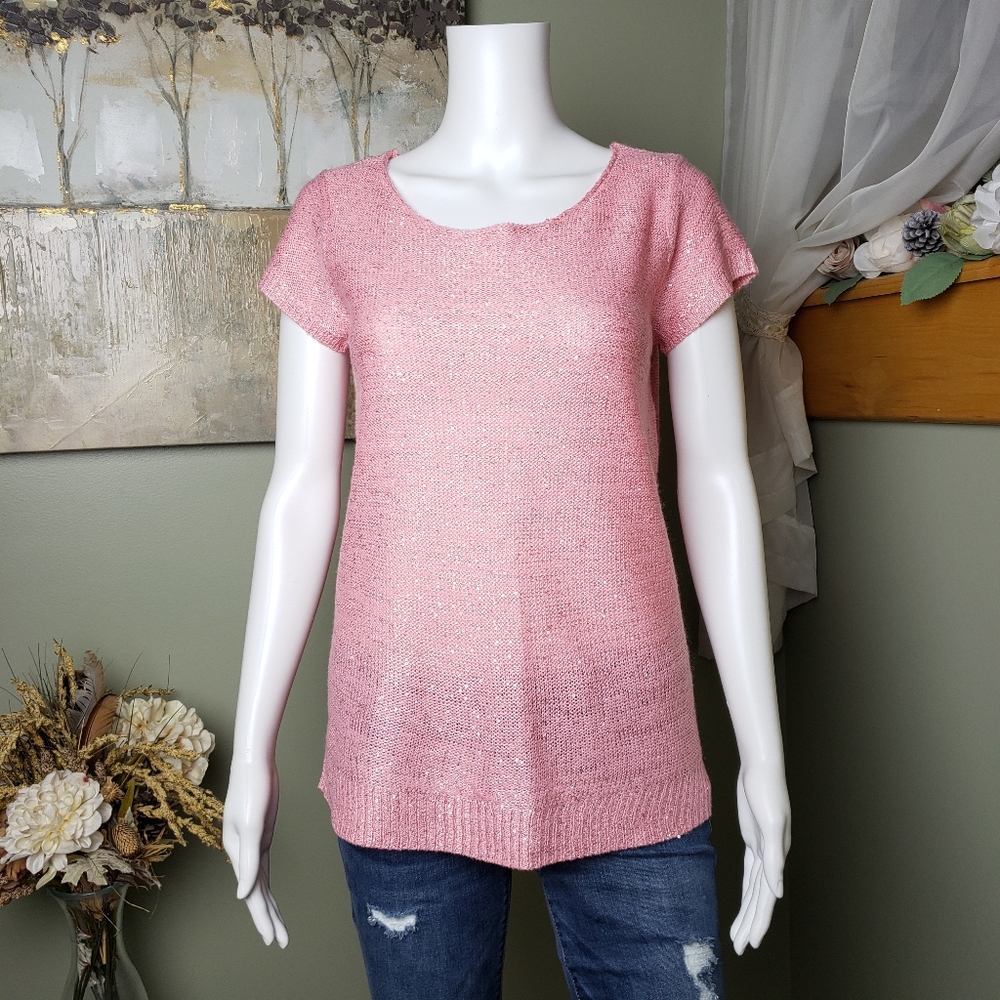 NWOT Pink Sequin Knit Top